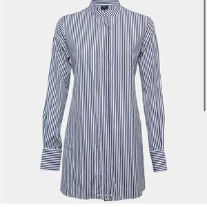 Joseph Blue Striped Cotton Back Tie Detail Shirt